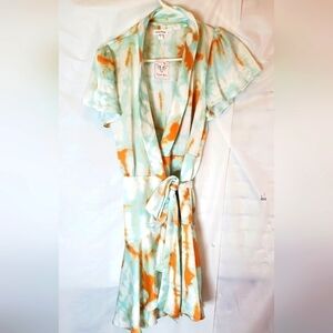 Mittoshop Tie Dye Wrap Dress with Ruffles in Size Small NWT